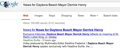 Daytona Mayor Derrick Henry Google search / Headline Surfer